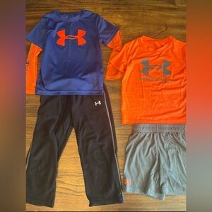 4 Under Armour Boys Size 4 Longsleeve Shirt, Pant, T-Shirt & Short Set